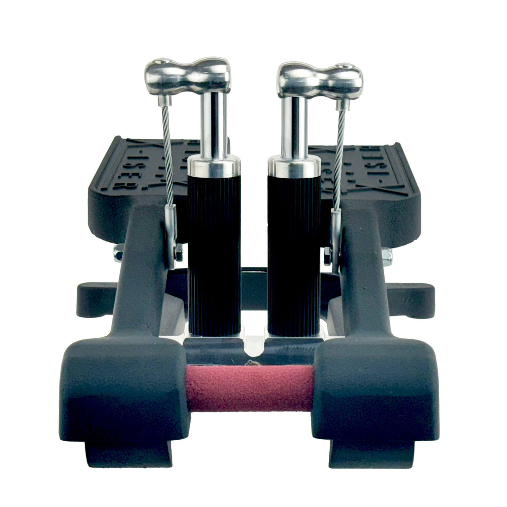 A front view of an Xiser portable mini stepper with a Black coated finish