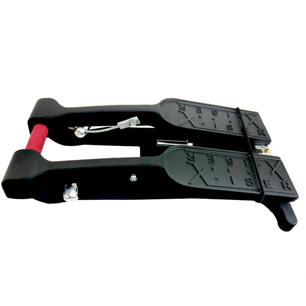 black folded portable stepping machine on white background