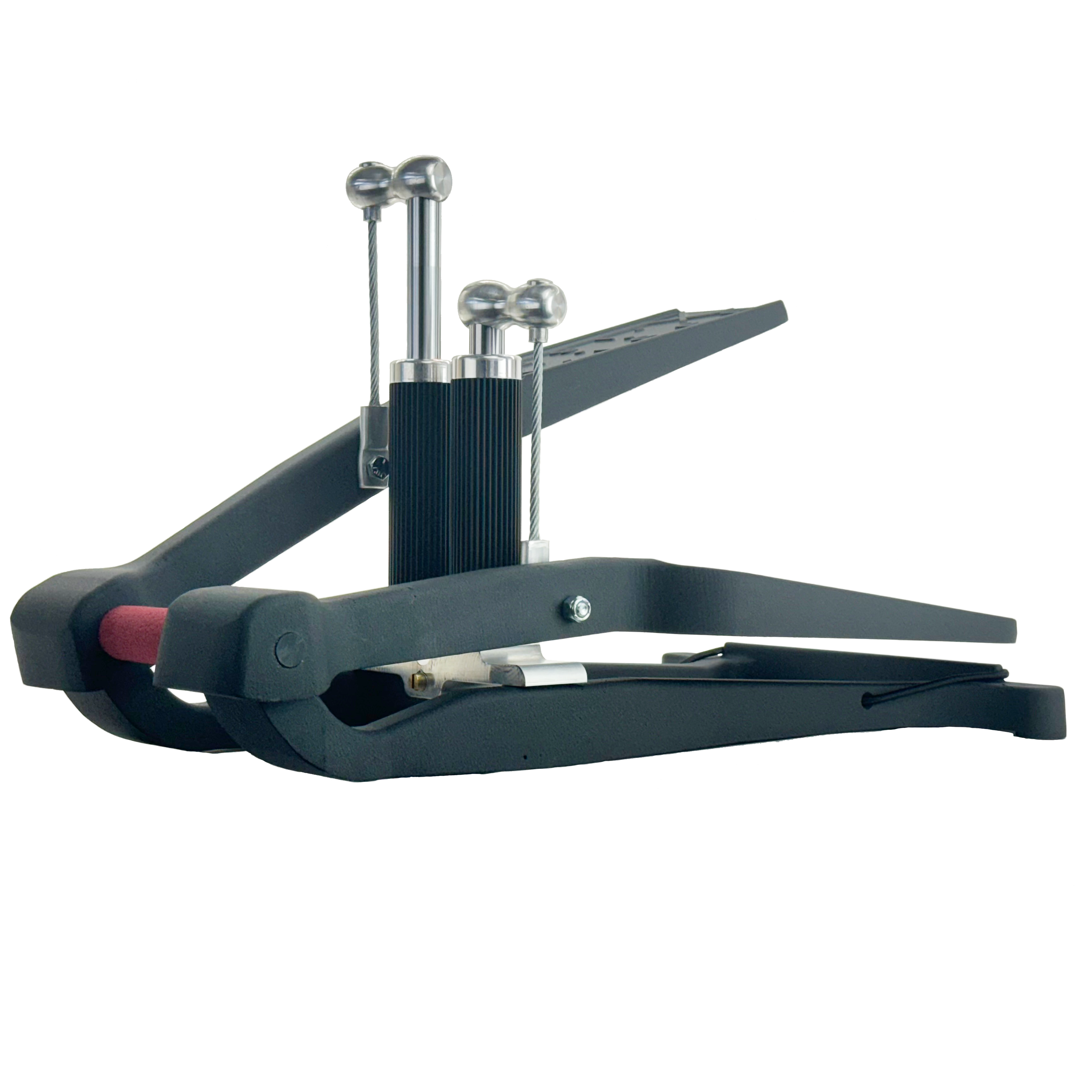 Black compact portable stepper on a white background