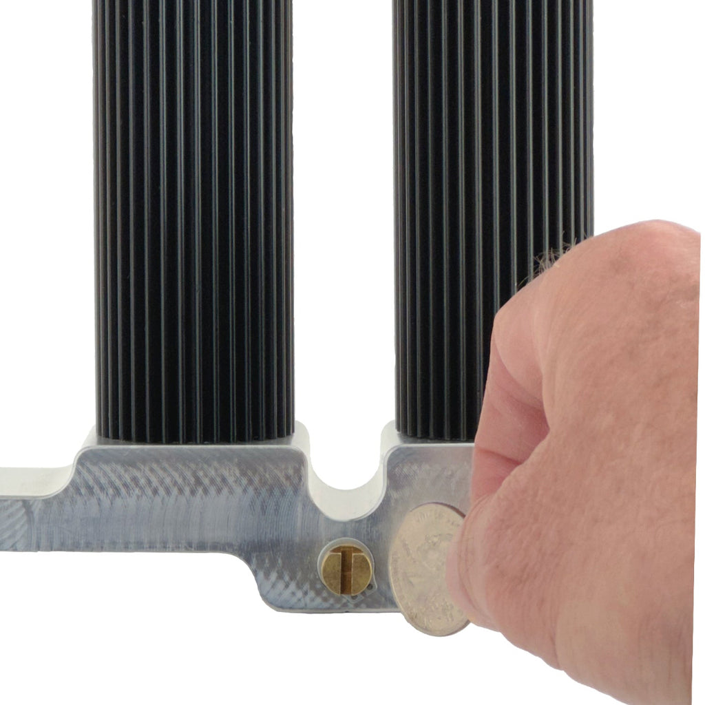 Picture shown how the resistant cylinder for an Xiser can easily be adjusted to control the velocity of the stepping  from a slow cardio to fast for high intensity training (HIT)